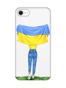 Прозорий чохол на iPhone SE 2020 :: Дівчина з прапором (принт 263)