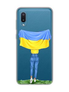 Прозорий чохол на Samsung Galaxy A02/A022 (2021) :: Дівчина з прапором (принт 263)