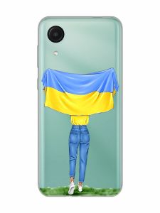 Прозорий чохол на Samsung Galaxy A03 Core / A032 :: Дівчина з прапором (принт 263)