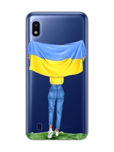Прозорий чохол на Samsung Galaxy A10 (2019) A105 :: Дівчина з прапором (принт 263)
