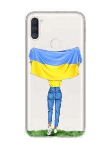 Прозорий чохол на Samsung Galaxy A11 :: Дівчина з прапором (принт 263)