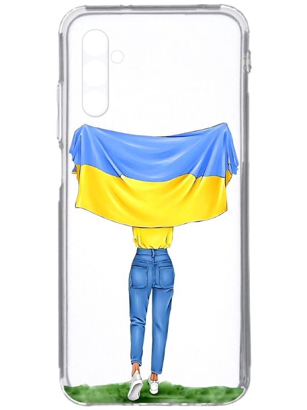 Прозорий чохол на Samsung Galaxy A34 5G/A346 :: Дівчина з прапором (принт 263)