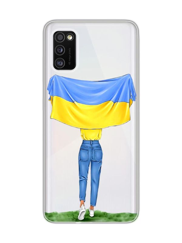 Прозорий чохол на Samsung Galaxy A41 :: Дівчина з прапором (принт 263)