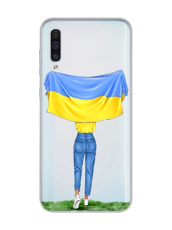 Прозорий чохол на Samsung Galaxy A50 (2019) A505 :: Дівчина з прапором (принт 263)