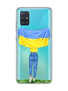 Прозорий чохол на Samsung Galaxy A51 :: Дівчина з прапором (принт 263)