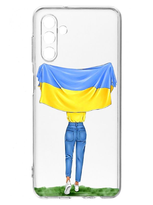 Прозорий чохол на Samsung Galaxy A54 5G / A546 :: Дівчина з прапором (принт 263)