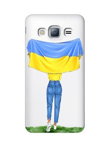 Прозорий чохол на Samsung Galaxy J3 2016 (J310) :: Дівчина з прапором (принт 263)