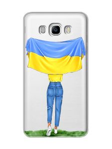 Прозорий чохол на Samsung Galaxy J7(2016) J710 :: Дівчина з прапором (принт 263)