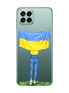 Прозорий чохол на Samsung Galaxy M33 5G :: Дівчина з прапором (принт 263)
