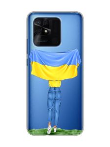 Прозорий чохол на Xiaomi Redmi 10C :: Дівчина з прапором (принт 263)