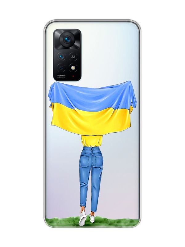 Прозорий чохол на Xiaomi Redmi Note 11 Pro :: Дівчина з прапором (принт 263)