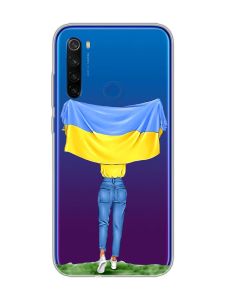 Прозорий чохол на Xiaomi Redmi Note 8T :: Дівчина з прапором (принт 263)
