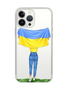 Чохол із потовщеними кутами на iPhone 14 Pro :: Дівчина з прапором (принт 263)