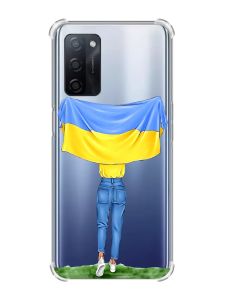 Чохол з потовщеними кутами на Oppo A55 :: Дівчина з прапором (принт 263)