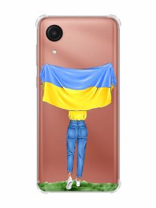 Чохол з потовщеними кутами на Samsung Galaxy A03 Core/A032 :: Дівчина з прапором (принт 263)