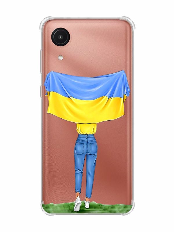 Чохол з потовщеними кутами на Samsung Galaxy A03 Core/A032 :: Дівчина з прапором (принт 263)
