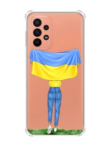Чохол з потовщеними кутами на Samsung Galaxy A23 :: Дівчина з прапором (принт 263)