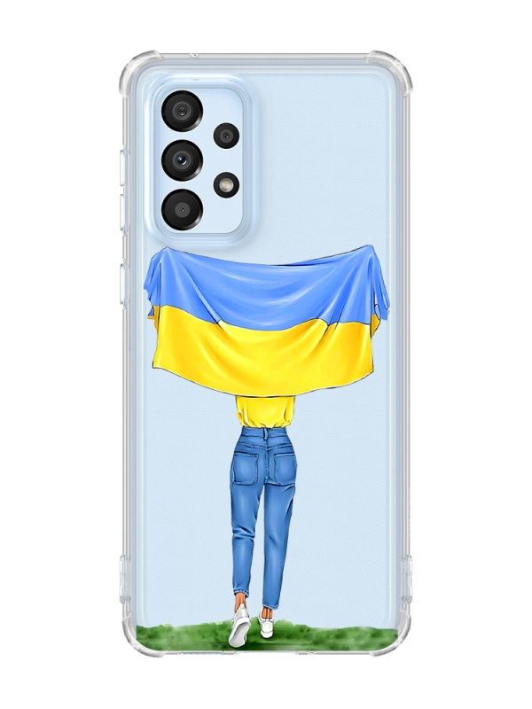 Чохол з потовщеними кутами на Samsung Galaxy A33 5G :: Дівчина з прапором (принт 263)