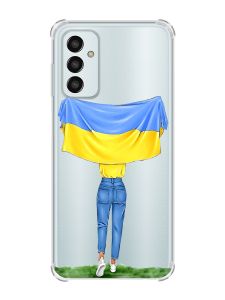 Чохол із потовщеними кутами на Samsung Galaxy M13 4G :: Дівчина з прапором (принт 263)