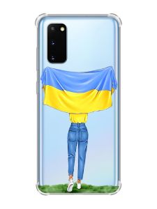 Чохол із потовщеними кутами на Samsung Galaxy S20 Plus :: Дівчина з прапором (принт 263)