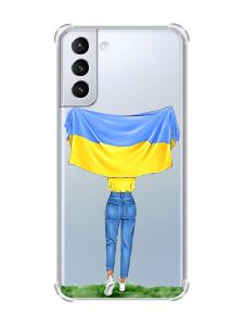Чохол з потовщеними кутами на Samsung Galaxy S21 (G991) :: Дівчина з прапором (принт 263)