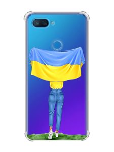 Чохол із потовщеними кутами на Xiaomi Mi 8 Lite :: Дівчина з прапором (принт 263)
