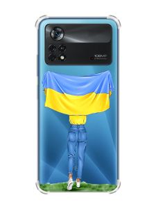 Чохол з потовщеними кутами на Xiaomi Poco X4 Pro 5G :: Дівчина з прапором (принт 263)