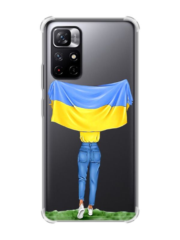 Чохол з потовщеними кутами на Xiaomi Redmi Note 11 5G :: Дівчина з прапором (принт 263)