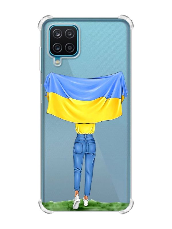 Чохол з потовщеними кутами на Samsung A12 4G :: Дівчина з прапором (принт 263)