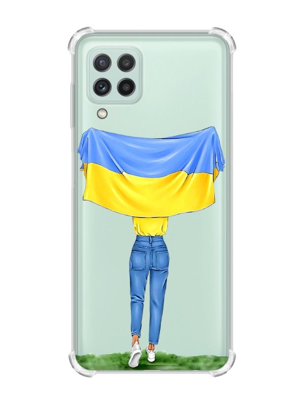 Чохол із потовщеними кутами на Samsung Galaxy A22 5G / A22s 5G :: Дівчина з прапором (принт 263)
