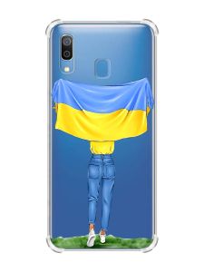 Чохол з потовщеними кутами на Samsung Galaxy A30 (2019) / A20 (2019) :: Дівчина з прапором (принт 263)