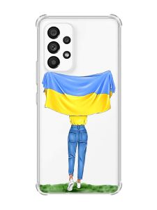 Чохол з потовщеними кутами на Samsung Galaxy A53 :: Дівчина з прапором (принт 263)