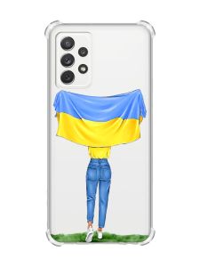 Чохол з потовщеними кутами на Samsung Galaxy A72 :: Дівчина з прапором (принт 263)
