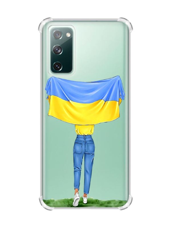 Чохол з потовщеними кутами на Galaxy S20 FE :: Дівчина з прапором (принт 263)
