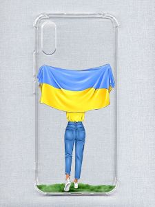 Чохол з потовщеними кутами на Xiaomi Redmi 9A :: Дівчина з прапором (принт 263)
