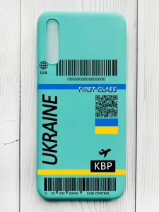 Матовий бірюзовий чохол на Samsung Galaxy А50 (2019) А505F :: Авіаквиток Україна (принт 262)