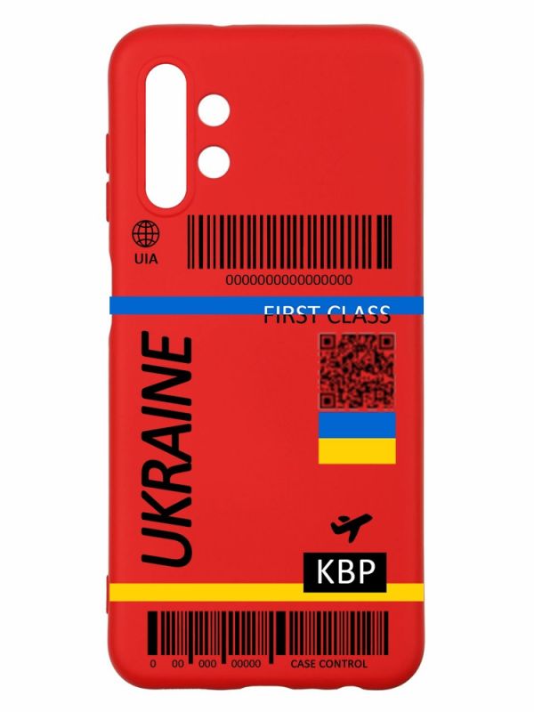 Матовий червоний чохол на Samsung A13 4G :: Авіаквиток Україна (принт 262)