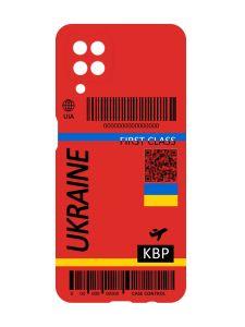 Матовий червоний чохол на Samsung Galaxy A12 :: Авіаквиток Україна (принт 262)