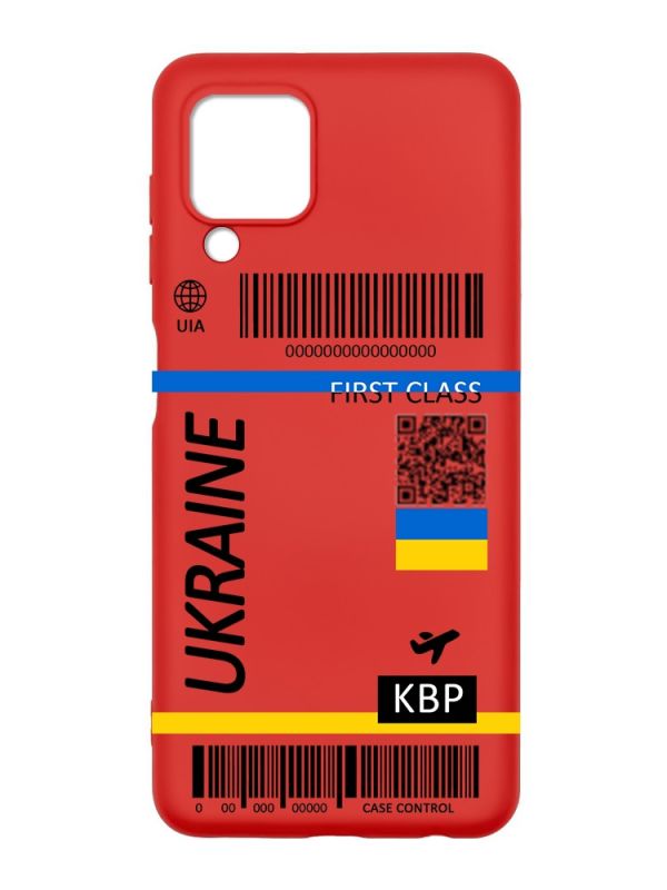 Матовий червоний чохол на Samsung Galaxy A22 4G/M32/M22 :: Авіаквиток Україна (принт 262)