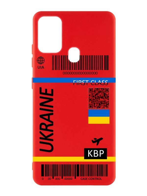 Матовий червоний чохол на Samsung Galaxy M30s/M21 :: Авіаквиток Україна (принт 262)