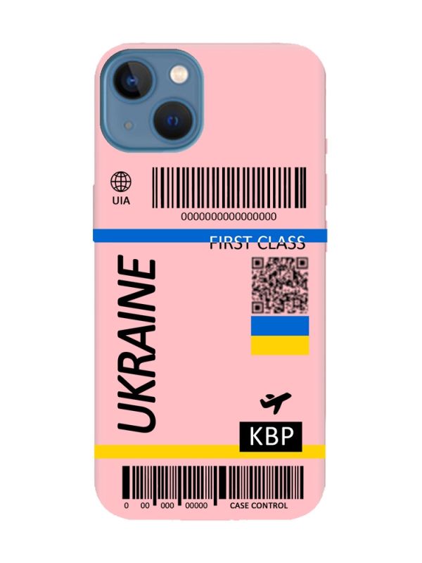 Матовий рожевий чохол на Apple iPhone 13 :: Авіаквиток Україна (принт 262)