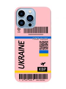 Матовий рожевий чохол на Apple iPhone 13 Pro Max :: Авіаквиток Україна (принт 262)