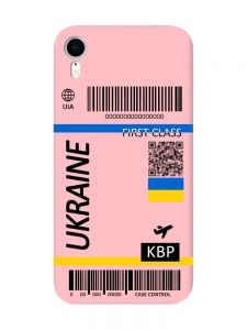 Матовий рожевий чохол на Apple iPhone XR :: Авіаквиток Україна (принт 262)