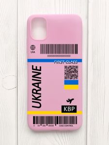 Матовий рожевий чохол на Samsung Galaxy A04E/A042 :: Авіаквиток Україна (принт 262)