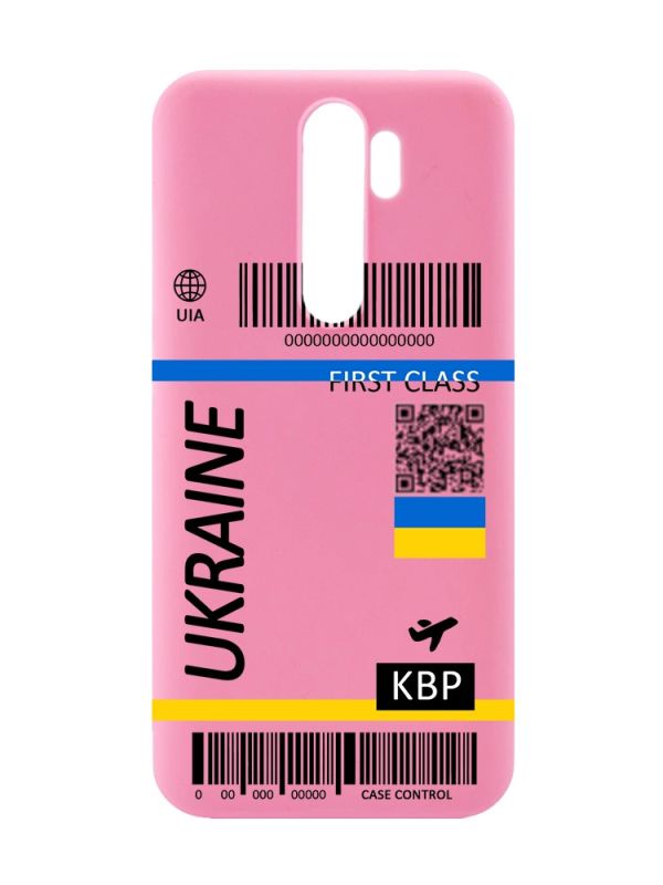 Матовий рожевий чохол на Xiaomi Redmi Note 8 Pro :: Авіаквиток Україна (принт 262)
