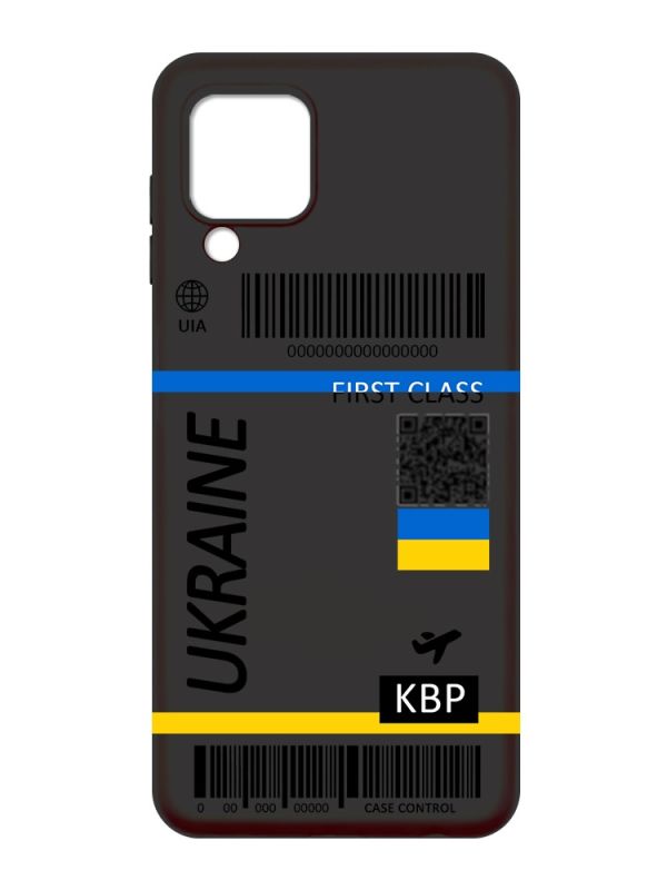Матовий чорний чохол на Samsung Galaxy A22 4G/M32/M22 :: Авіаквиток Україна (принт 262)