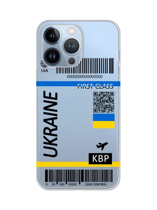 Прозорий чохол на Apple iPhone 13 Pro :: Авіаквиток Україна (принт 262)