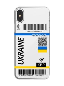Прозорий чохол на iPhone X / XS :: Авіаквиток Україна (принт 262)