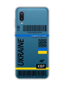 Прозорий чохол на Samsung Galaxy A02/A022 (2021) :: Авіаквиток Україна (принт 262)