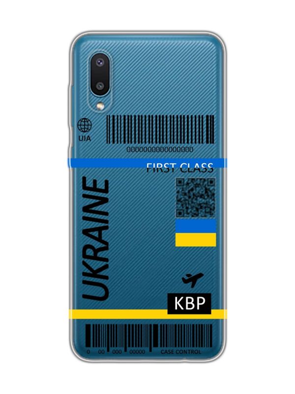 Прозорий чохол на Samsung Galaxy A02/A022 (2021) :: Авіаквиток Україна (принт 262)